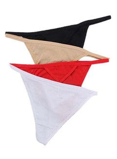 Pack Of 4 Solid Pattern G-String Briefs Multicolour