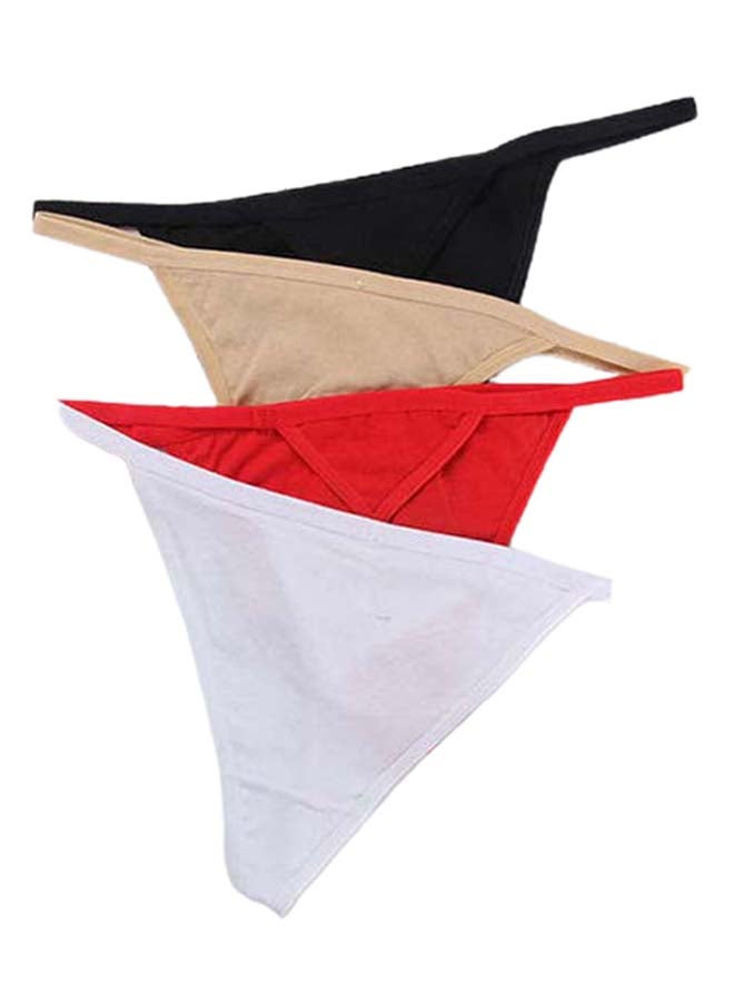 Generic - Pack Of 4 Solid Pattern G-String Briefs Multicolour - Image 1