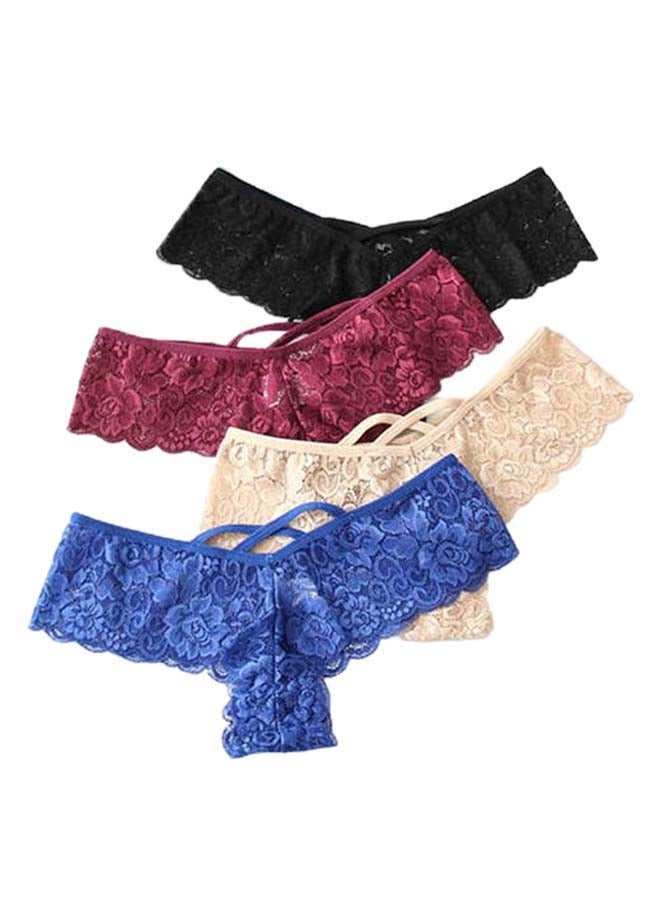 Pack Of 4 Lace Design Briefs Multicolour - Image 1