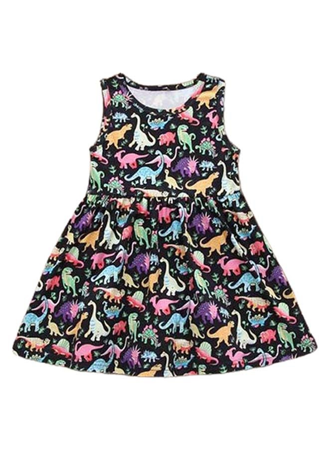 Dinosaur Printed Sleeveless Dress Multicolour - Image 1