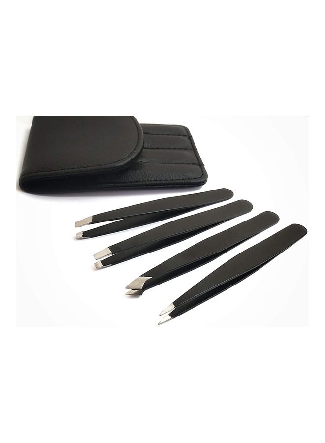 4-Piece Professional Stainless Steel Tweezer Set Black - v1627419991/N49537536A_1