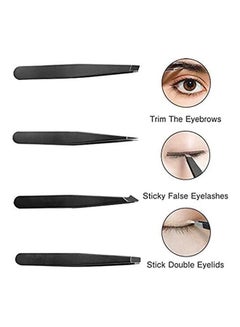 Tips & Toes 4-Piece Professional Stainless Steel Tweezer Set Black  - Image 5