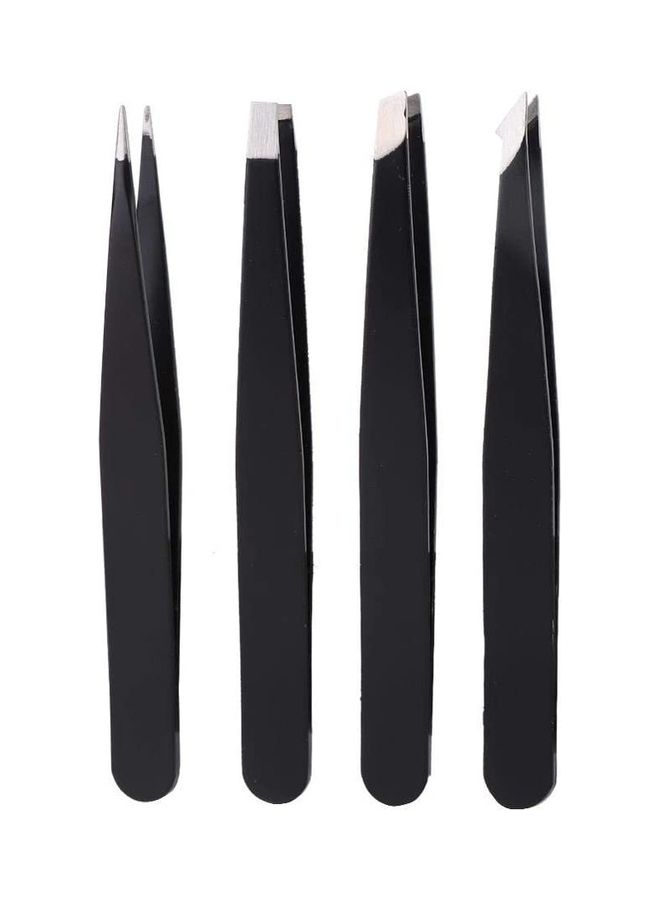 4-Piece Professional Stainless Steel Tweezer Set Black - v1627419991/N49537536A_6