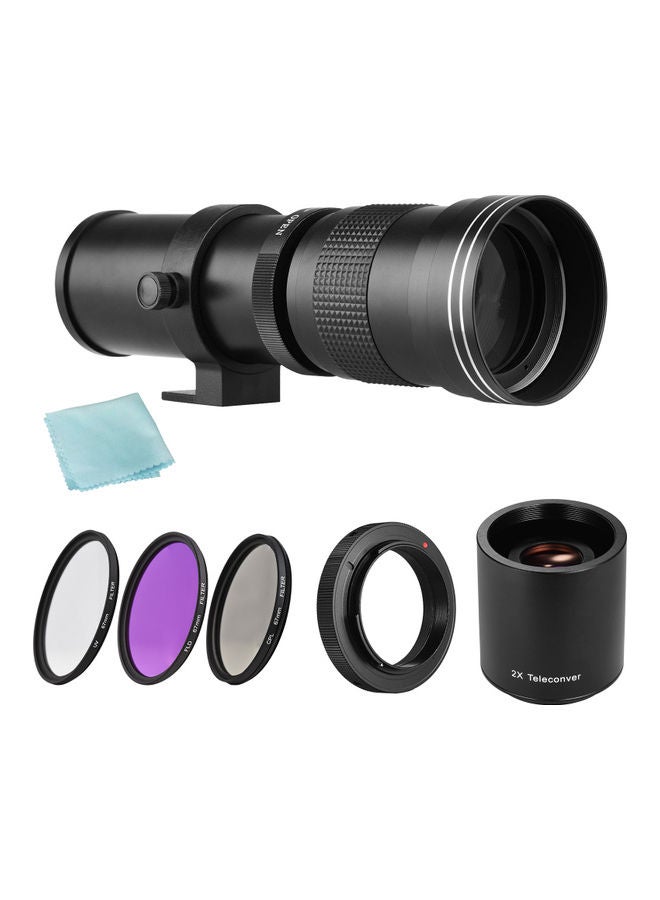 Telephoto Zoom Lens With T2-EOS Adapter Ring Black  - Image 1