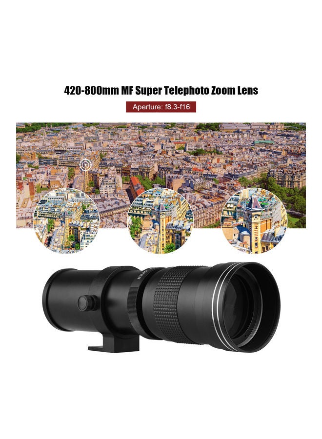 Generic Telephoto Zoom Lens With T2-EOS Adapter Ring Black  - Image 2