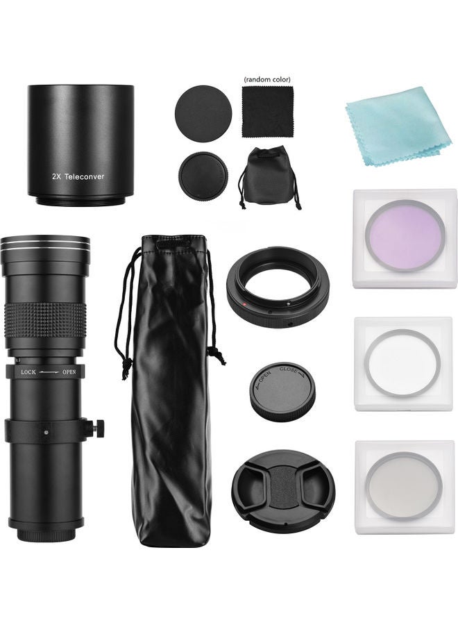 Generic Telephoto Zoom Lens With T2-EOS Adapter Ring Black  - Image 4