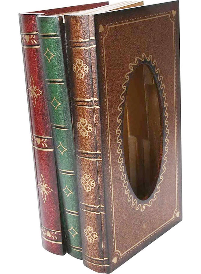 لينجوي علبة للمناديل الورقيّة للزّينة مصنوعة من الخشب بتصميم مبتكر على شكل كتاب بني 26x14.9x9.8سم - Image 1