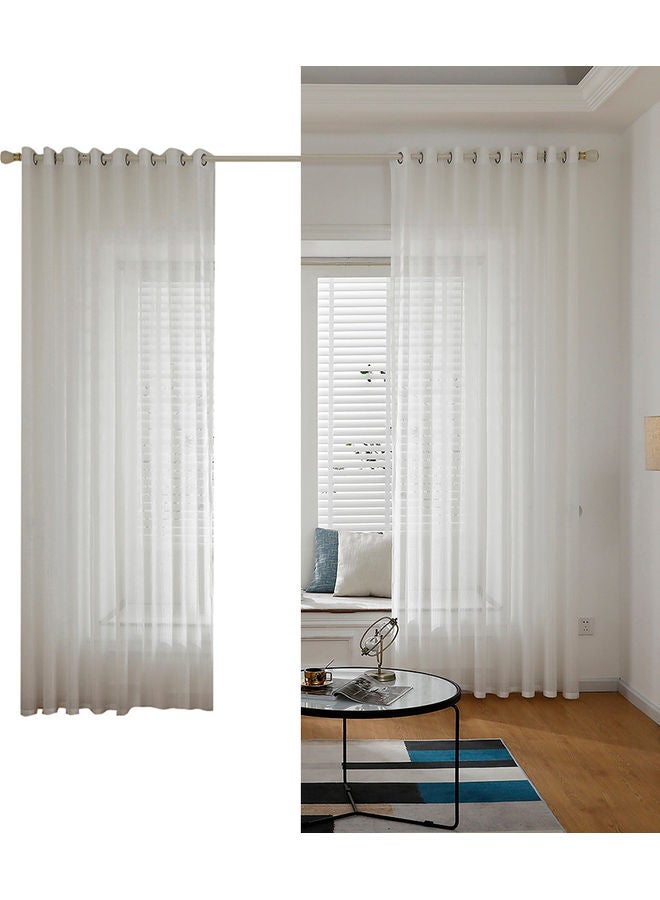 Sheer Voile Window Curtain With Ring Top White  - Image 1