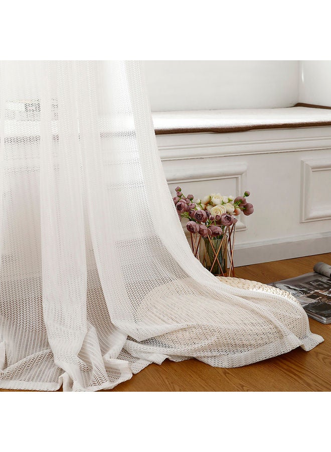 Sheer Voile Window Curtain With Ring Top White  - Image 2