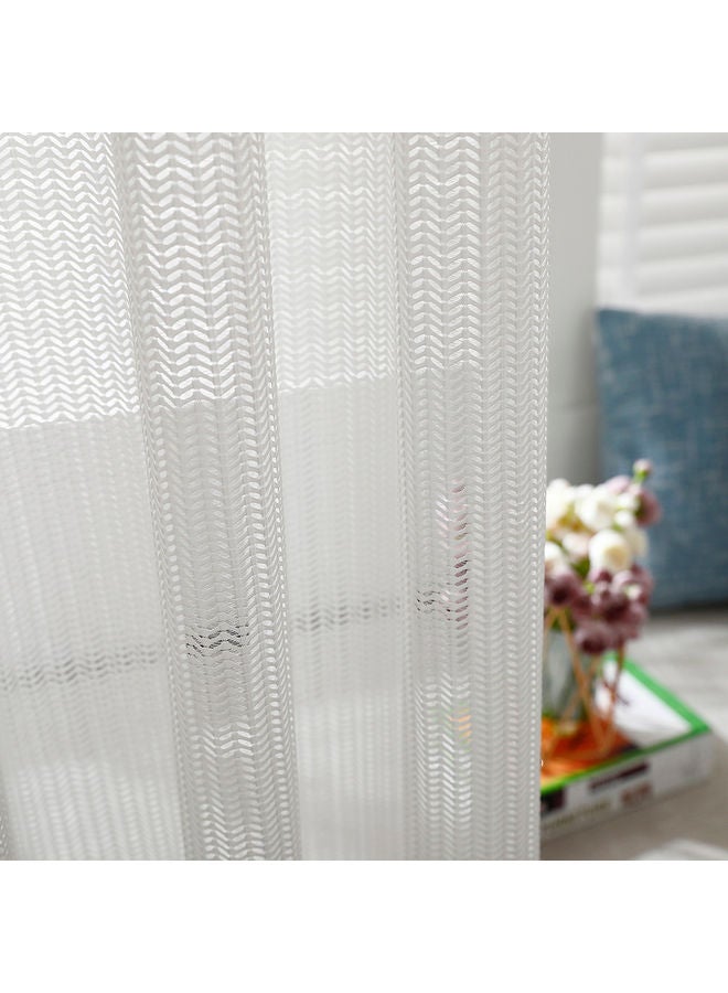 Sheer Voile Window Curtain With Ring Top White  - Image 4