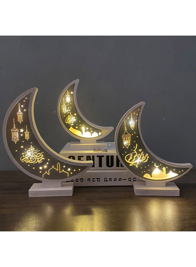 حلية مصنوعة يدويا من الخشب للاستخدام المنزلي بتصميم إسلامي للاحتفال بشهر رمضان أبيض - Image 2