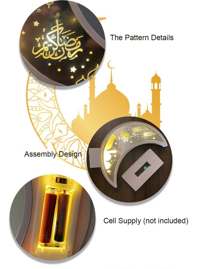 حلية مصنوعة يدويا من الخشب للاستخدام المنزلي بتصميم إسلامي للاحتفال بشهر رمضان أبيض - Image 3