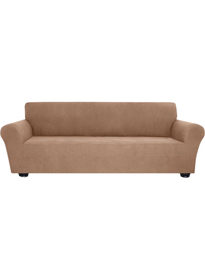 Anti-Slip Soft Couch Cover For 4 Seater Brown  - Image 1