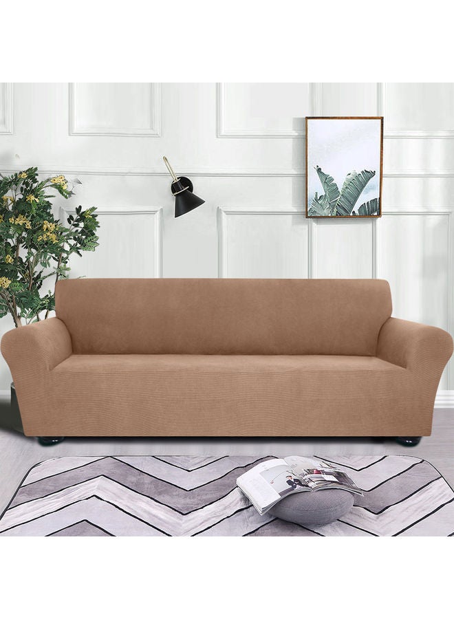 Anti-Slip Soft Couch Cover For 4 Seater Brown  - Image 2