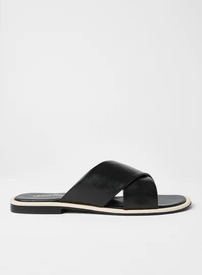 VERO MODA Criss-Cross Leather Strap Sandals Black