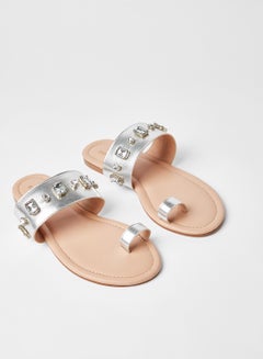 Sivvi x D'Atelier Studded Metallic Sandals Silver  - Image 2