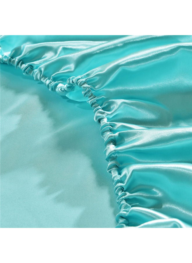 Generic Soft Silk Fitted Elastic Bed Cover Green  - Image 4