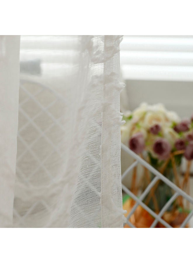 Voile Window Curtain With Ring White  - Image 2