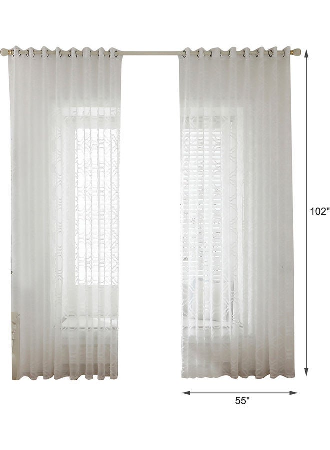 Voile Window Curtain With Ring White  - Image 3