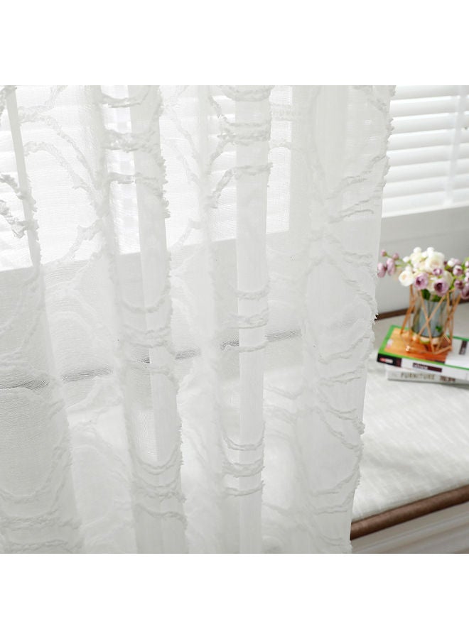 Voile Window Curtain With Ring White  - Image 5