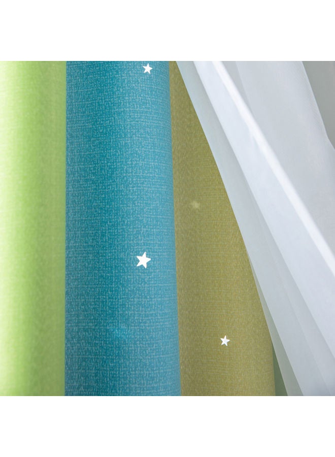 Generic - Star Blackout Curtains For Kids Bedroom Green - Image 1