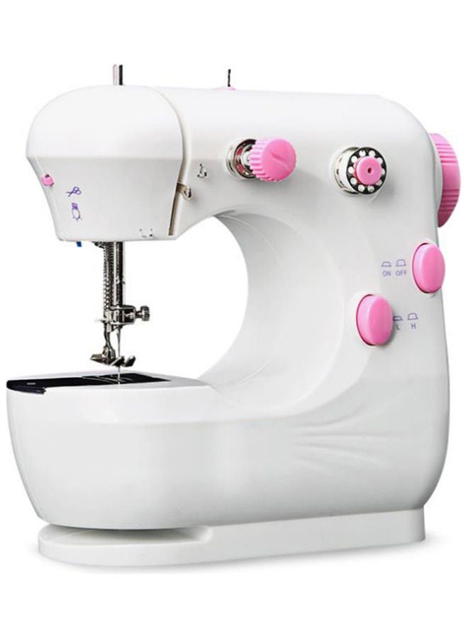 Generic Multifunctional Sewing Machine with Power Adapter and Foot Pedal Pink/White  - Image 1