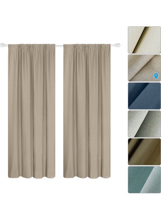 2-Panel Semi Blackout Curtains Beige  - Image 2