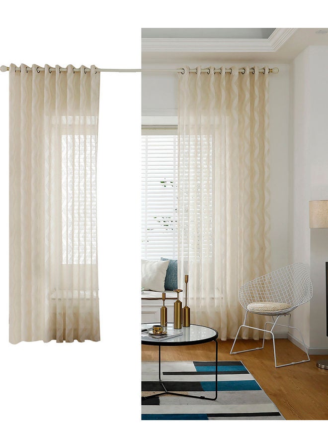 Sheer Voile Window Curtain With Ring Rod Beige  - Image 1