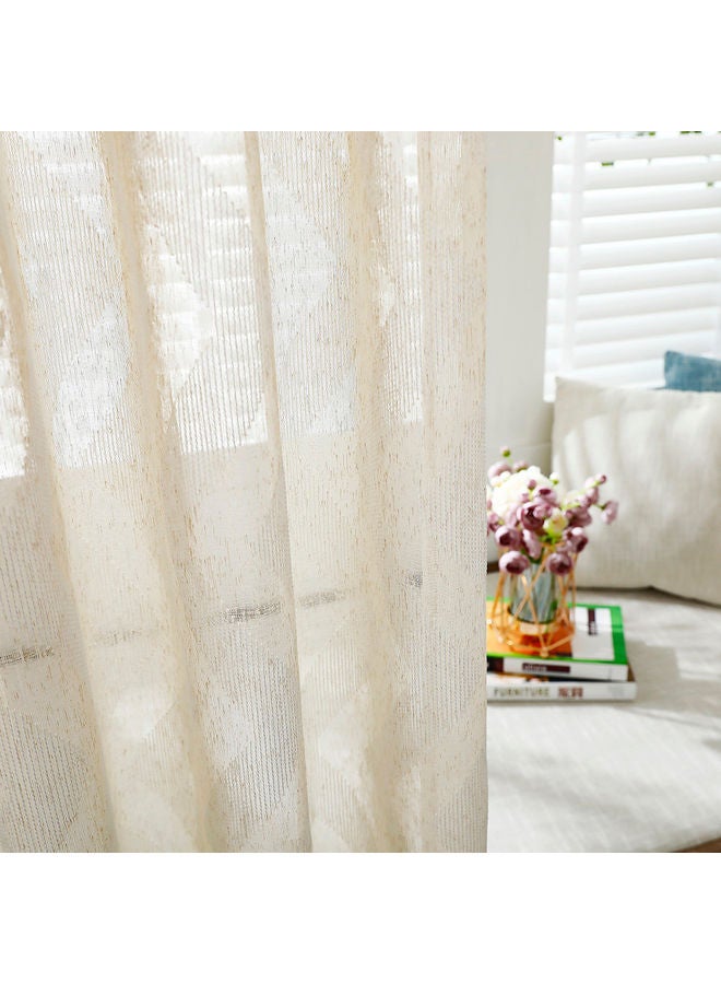 Sheer Voile Window Curtain With Ring Rod Beige  - Image 5