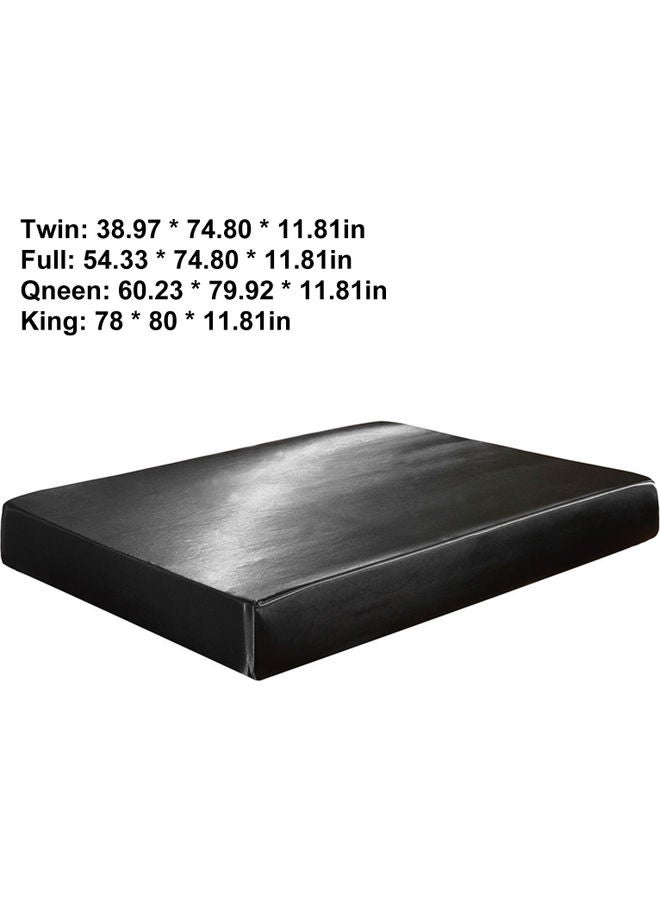 Generic Soft Silk Fitted Elastic Bed Cover Black  - Image 2
