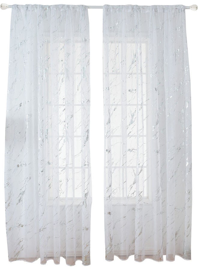 ستارة إيميلي من قماش الفوال الشفاف ذات جيب قضيب من قطعتين فضي - Image 1