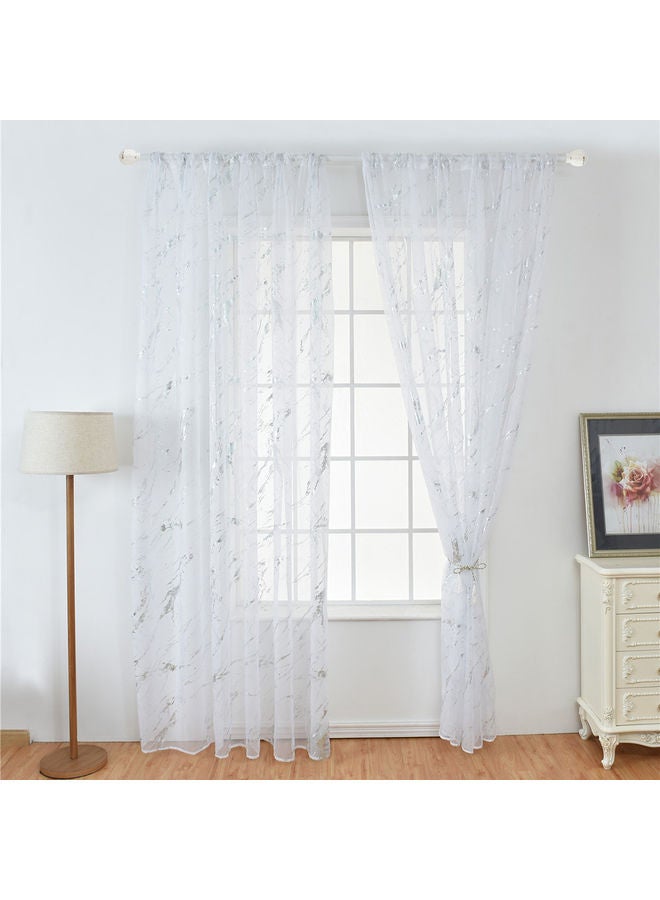 ستارة إيميلي من قماش الفوال الشفاف ذات جيب قضيب من قطعتين فضي - Image 3