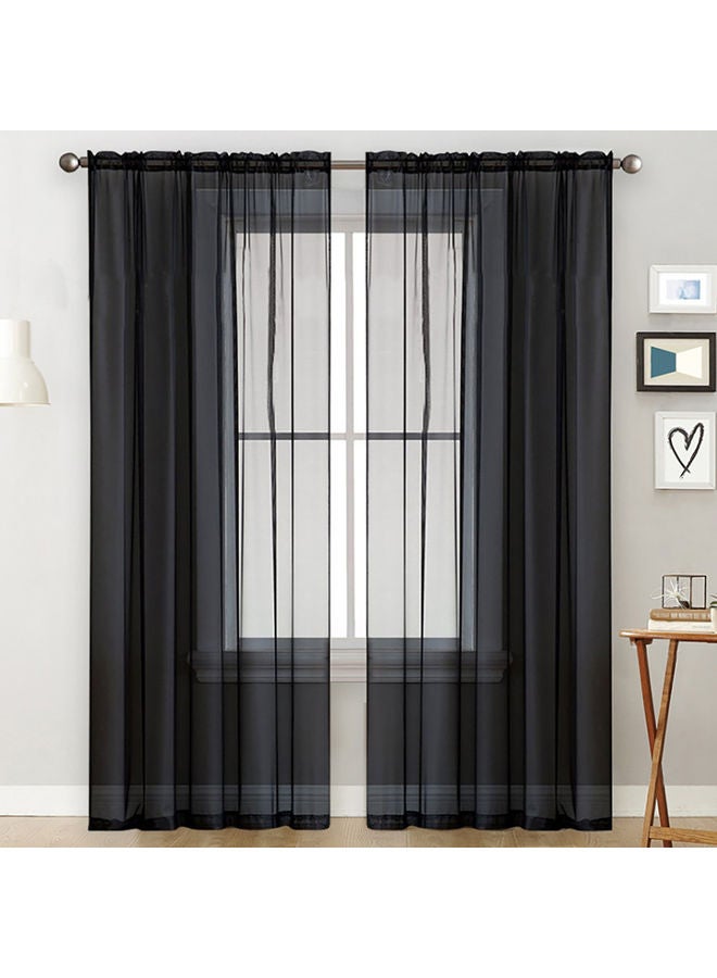 2-Piece Window Sheer Curtains Black - Image 1