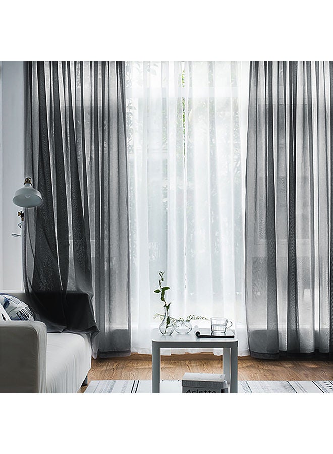 2-Piece Window Sheer Curtains Black - Image 2