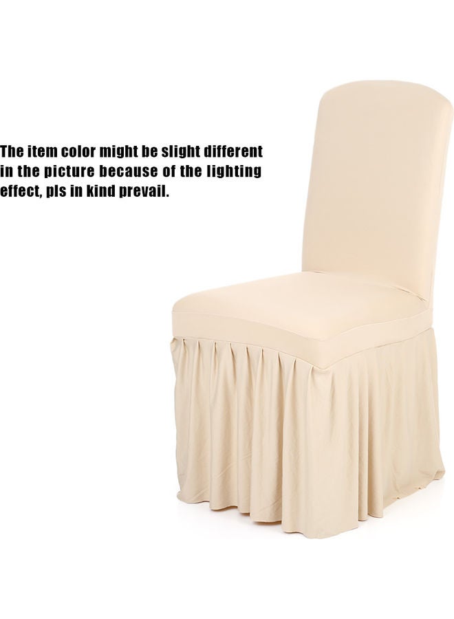 Pleated Solid Color Ruffled Stretchable Dining Chair Cover Beige 24.0x16.0x5.0cm - Image 2