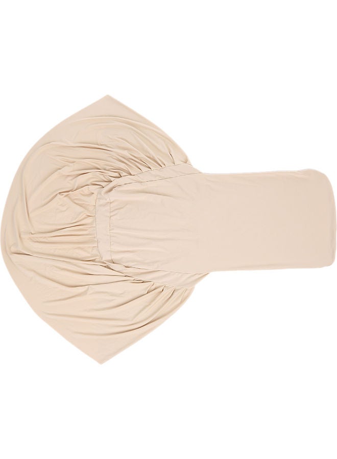 Pleated Solid Color Ruffled Stretchable Dining Chair Cover Beige 24.0x16.0x5.0cm - Image 3