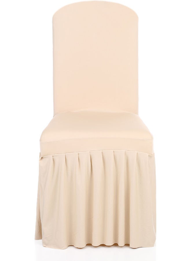 Pleated Solid Color Ruffled Stretchable Dining Chair Cover Beige 24.0x16.0x5.0cm - Image 4