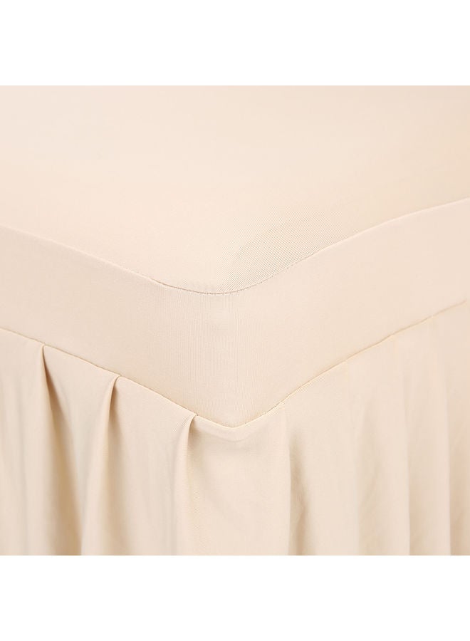 Pleated Solid Color Ruffled Stretchable Dining Chair Cover Beige 24.0x16.0x5.0cm - Image 5