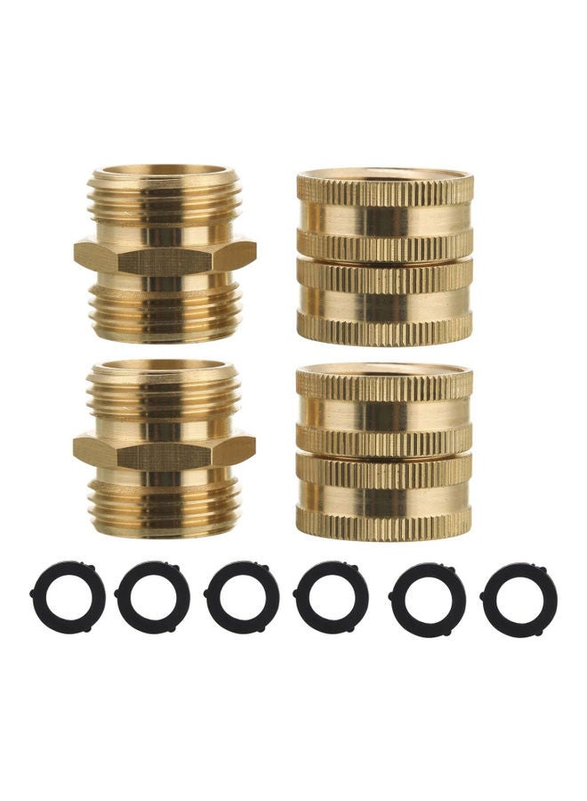 Generic 10-Piece Garden Hose Adapter with Washers Dual Swivel Repair Kit Gold 3.60x1.25x3.60cm  - Image 1