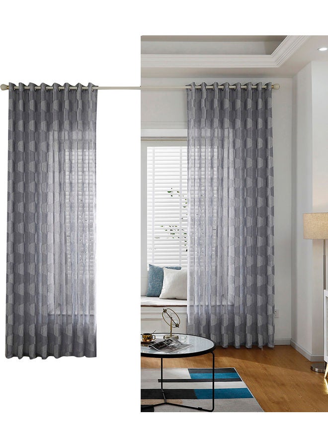 Sheer Voile Window Curtain With Ring Rod Grey  - Image 1