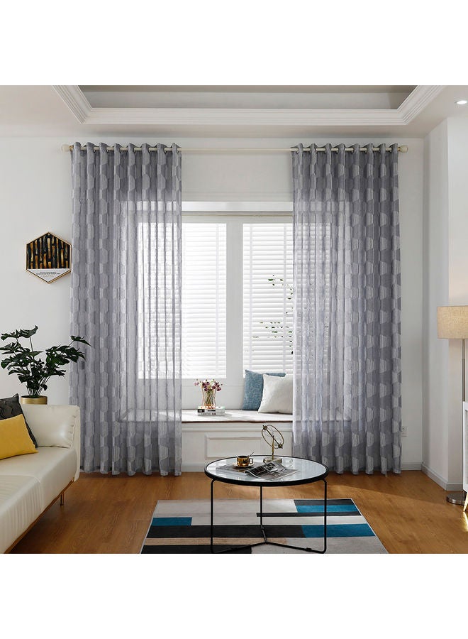 Sheer Voile Window Curtain With Ring Rod Grey  - Image 3