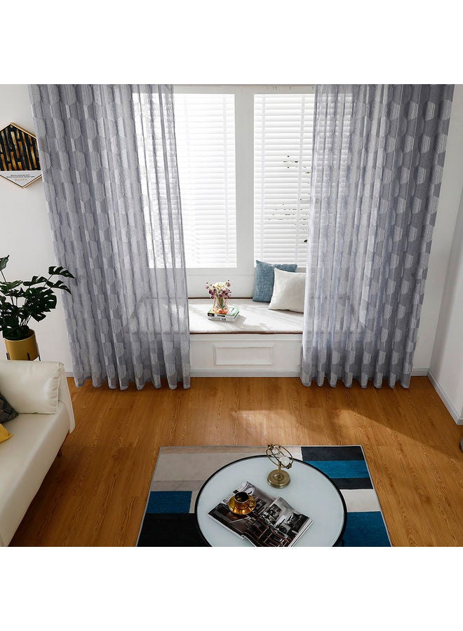 Sheer Voile Window Curtain With Ring Rod Grey  - Image 5