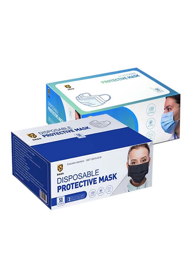 دادا 50 قطعة من ماسك الوجه باللون الأسود و50 قطعة