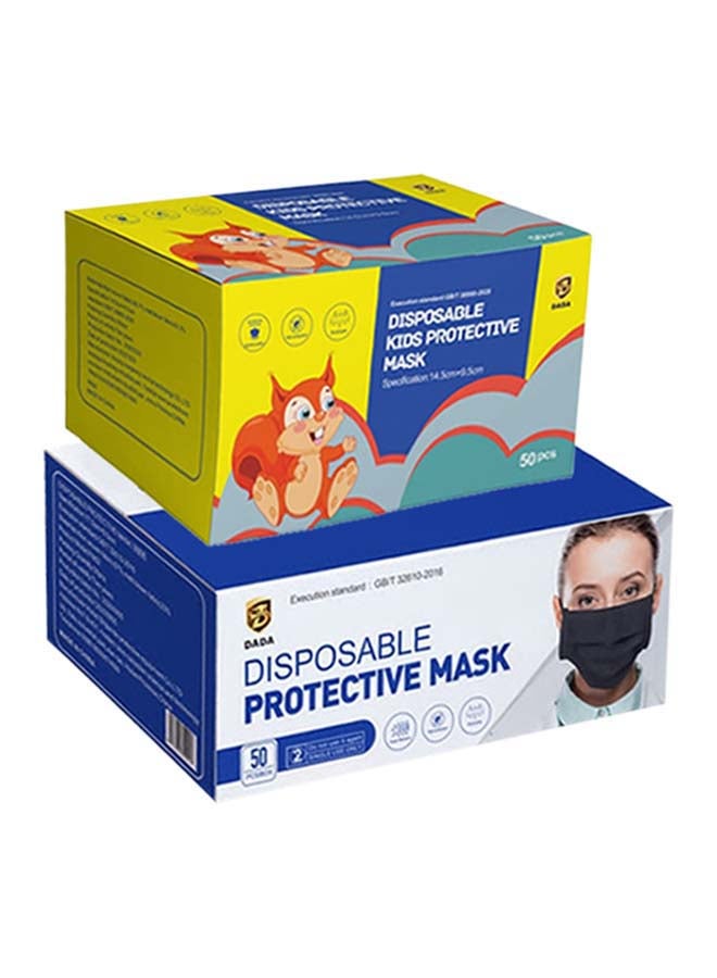 Dada 50 Pcs Kids & 50 Pcs Adults Black Face Mask