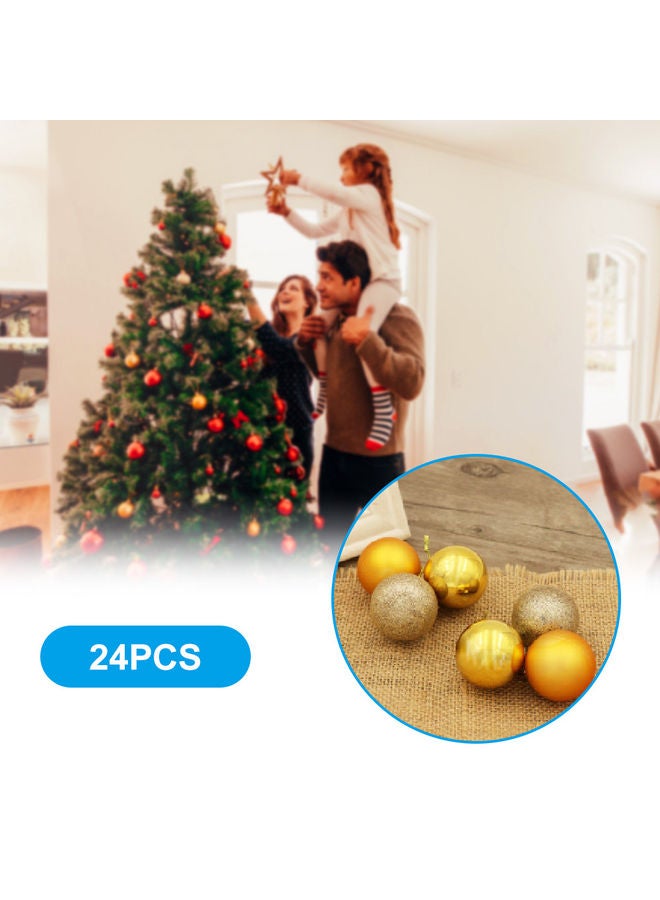 24-Piece Shining Hanging Ball Ornaments Gold