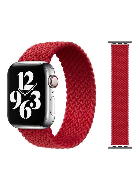 Braided Solo Loop Replacement For Apple Watch Strap Red/Silver