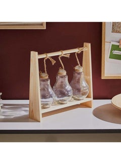 Home Box Harold Glass Vases In Wooden Frame Clear/Brown 28x26.1x7cm  - Image 2