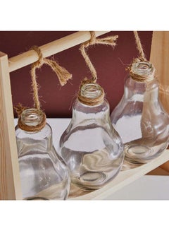 Home Box Harold Glass Vases In Wooden Frame Clear/Brown 28x26.1x7cm  - Image 4