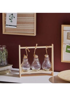 Home Box Harold Glass Vases In Wooden Frame Clear/Brown 28x26.1x7cm  - Image 5