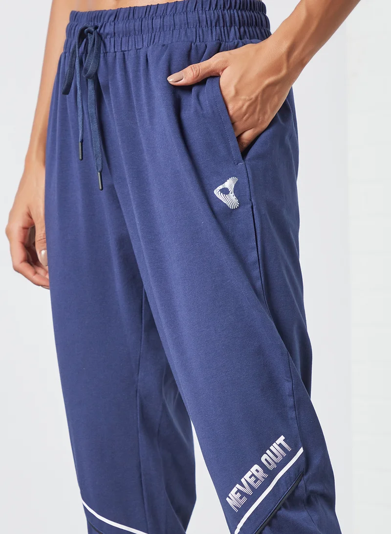 zivame Activewear Knee Tape Sweatpants Blue